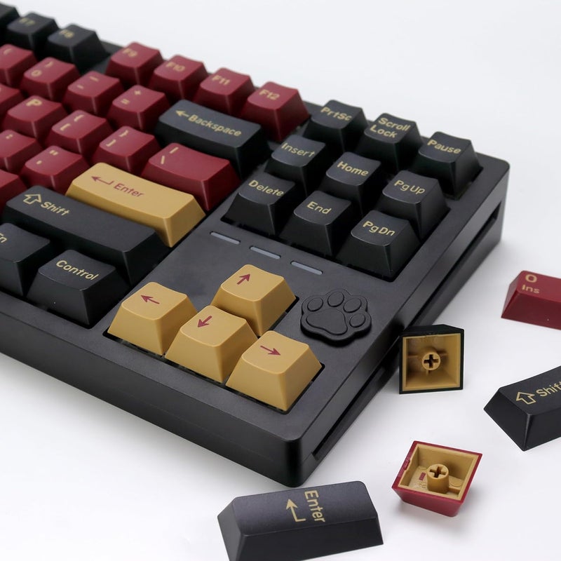 KBDiy 174 Keys Clone Red Samurai Key Caps PBT Double Shot Custom Keycap Set,Keycaps 60 Percent,Cherry Profile Keycaps for GK61/64/68/84/87/100/104/108 Mechanical Keyboard - Image 5